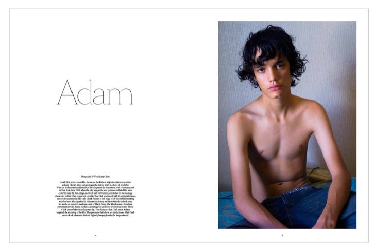 Ouverture de la série Adam dans OOO Magazine, photographies et texte de Larry Clark