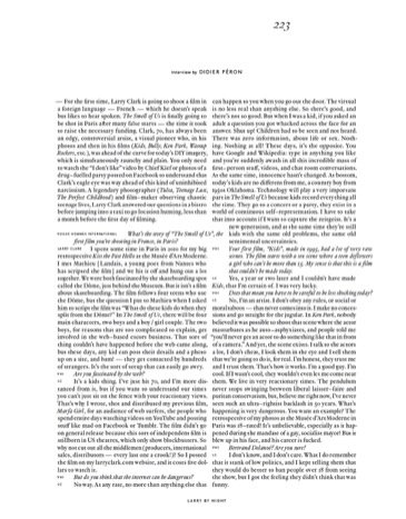 Page de l’entretien de Larry Clark par Didier Péron
